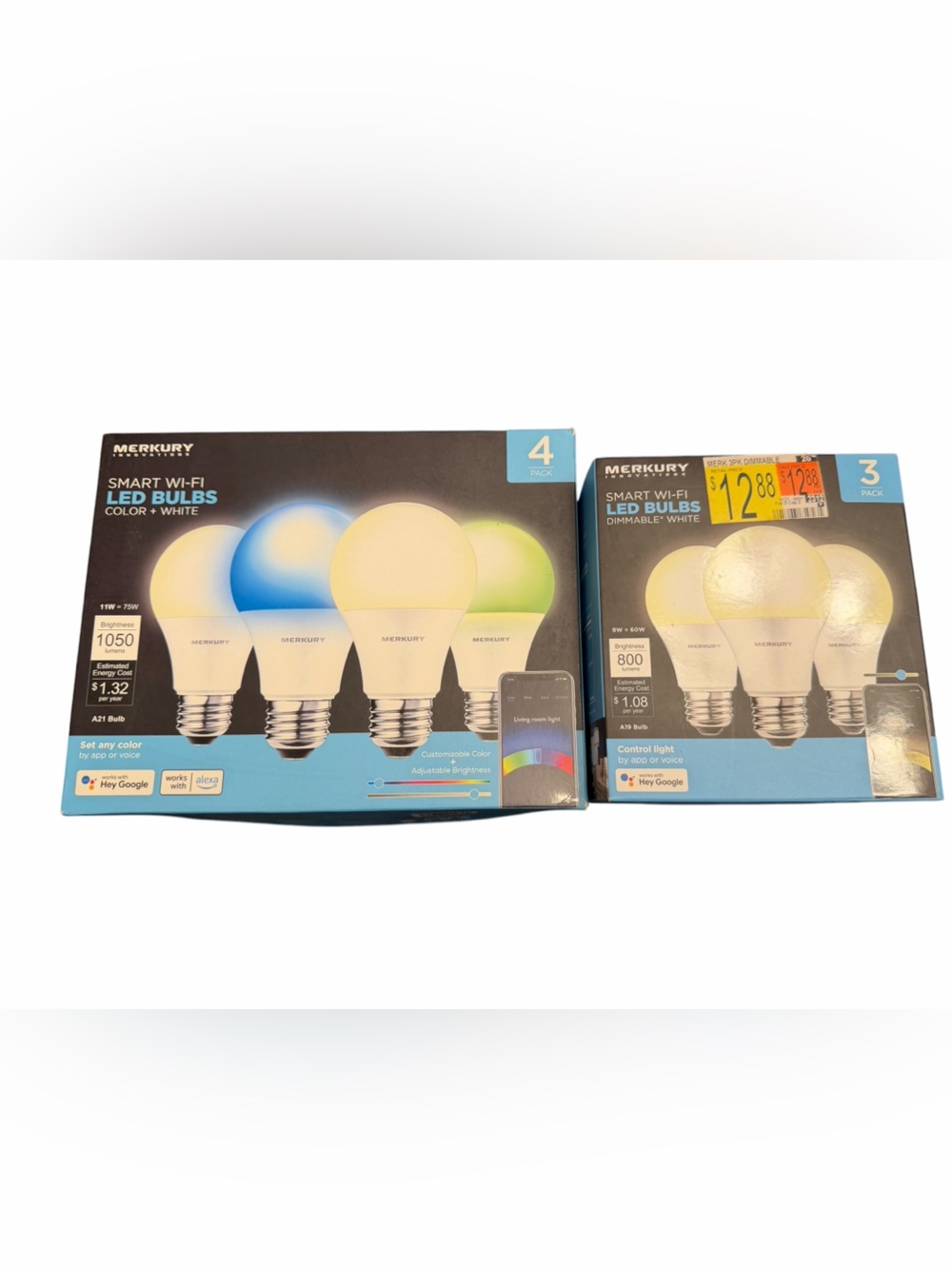 Mercury Color+White Smart WiFi LED Bulbs and Dimmable Smart WiFi White LED bulbs